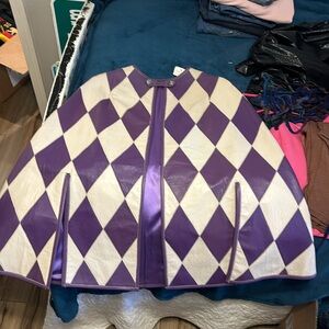 VINTAGE leather cape with diamonds ♦️ 
Purple and white 1960s /1970s